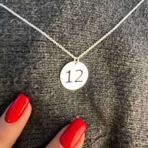 Number Necklace On Circle Disk Sport Fan Gift Cut Out Number Pendant Personalized Jewelry For Him Or Her image 3