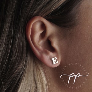 Capital Letter Stud Earrings With Butterfly Fastening - Block Initial Earrings For Pierced Ears