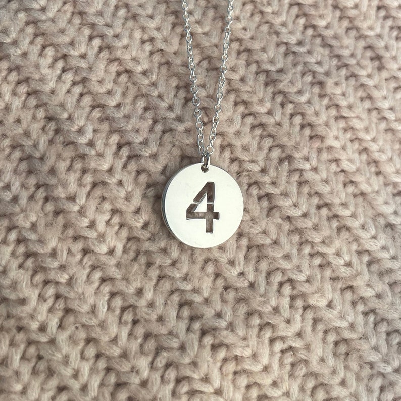 Number Necklace On Circle Disk Sport Fan Gift Cut Out Number Pendant Personalized Jewelry For Him Or Her image 2