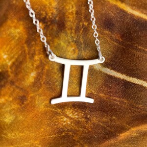 Gemini Zodiac Necklace in Sterling Silver Star Sign Constellation Astrology Pendant Gold Plated Available Birthday Horoscope Pendant image 2