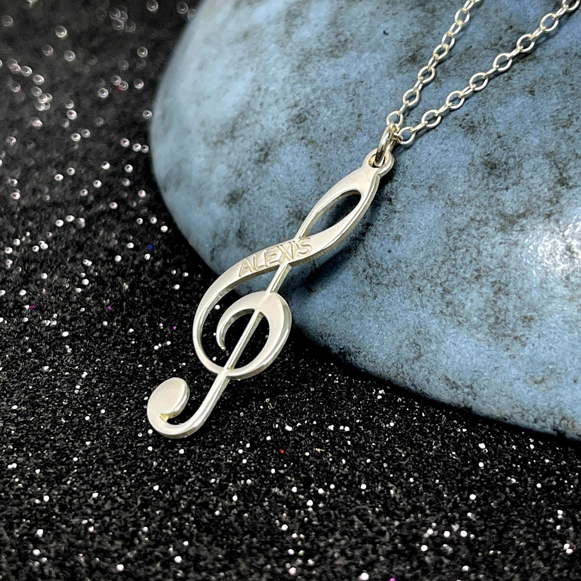 Sterling Silver Treble Clef Charm Or Pendant - Flat Music Note For Bracelet/Necklace