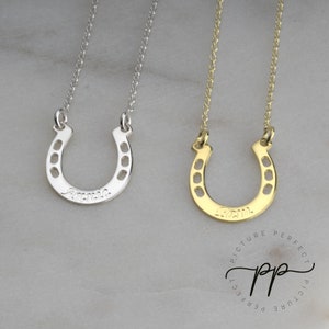 Engraved Horseshoe Necklace - Sterling Silver 925 THICK SILVER - Minimalist Pendant - Horseback Riding Gift - Small Horse Shoe - Custom Name