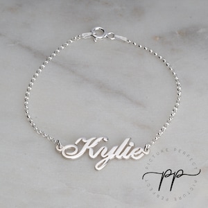 Sterling Silver Personalized Name Bracelet - THICKER SILVER 925 -  Classic Font For Her - Unique Custom Made Bracelet - Christmas Gift Ideas