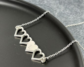 CUSTOM ORDER - FIVE Heart Initial Bracelet Set For Sisters Or Best Friends - 5 Silver Bracelets - Best Friend Gifts For Girls