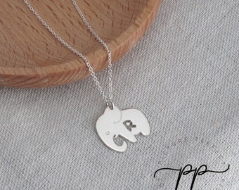 Elephant Initial Necklace - Animal Jewelry - Custom Made Letter Necklace For Kids