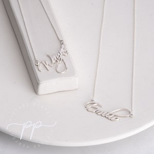 Colar com nome de caligrafia - Prata esterlina 925 - Pingente com nome personalizado - Qualquer nome gravado - PINGENTE GROSSO - Joia de lembrança para ela