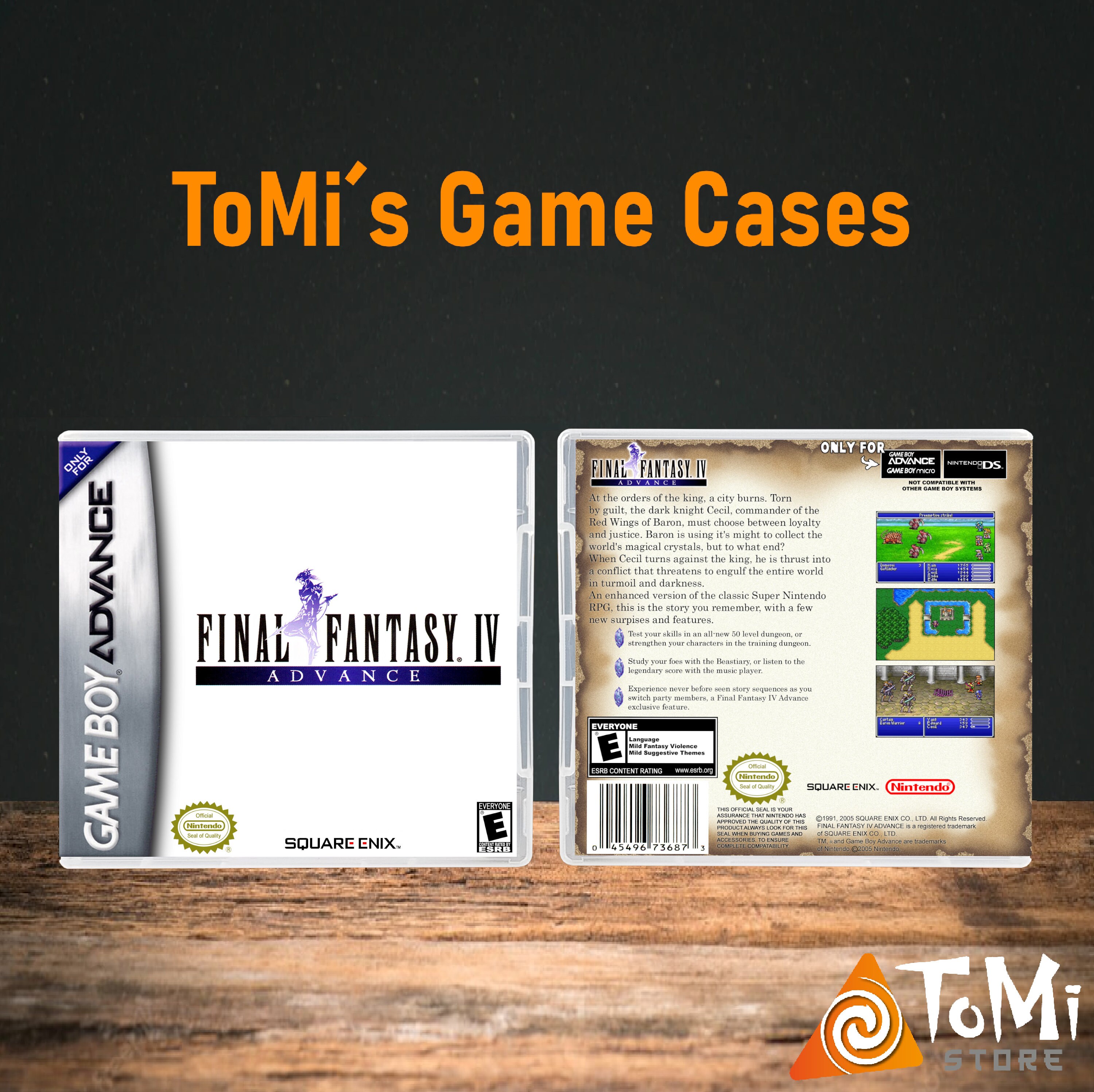 Final Fantasy IV GBA Nintendo Gameboy Advance Custom DS Replacement  Case/Cases Packaging/Shell Case Repro ovp New