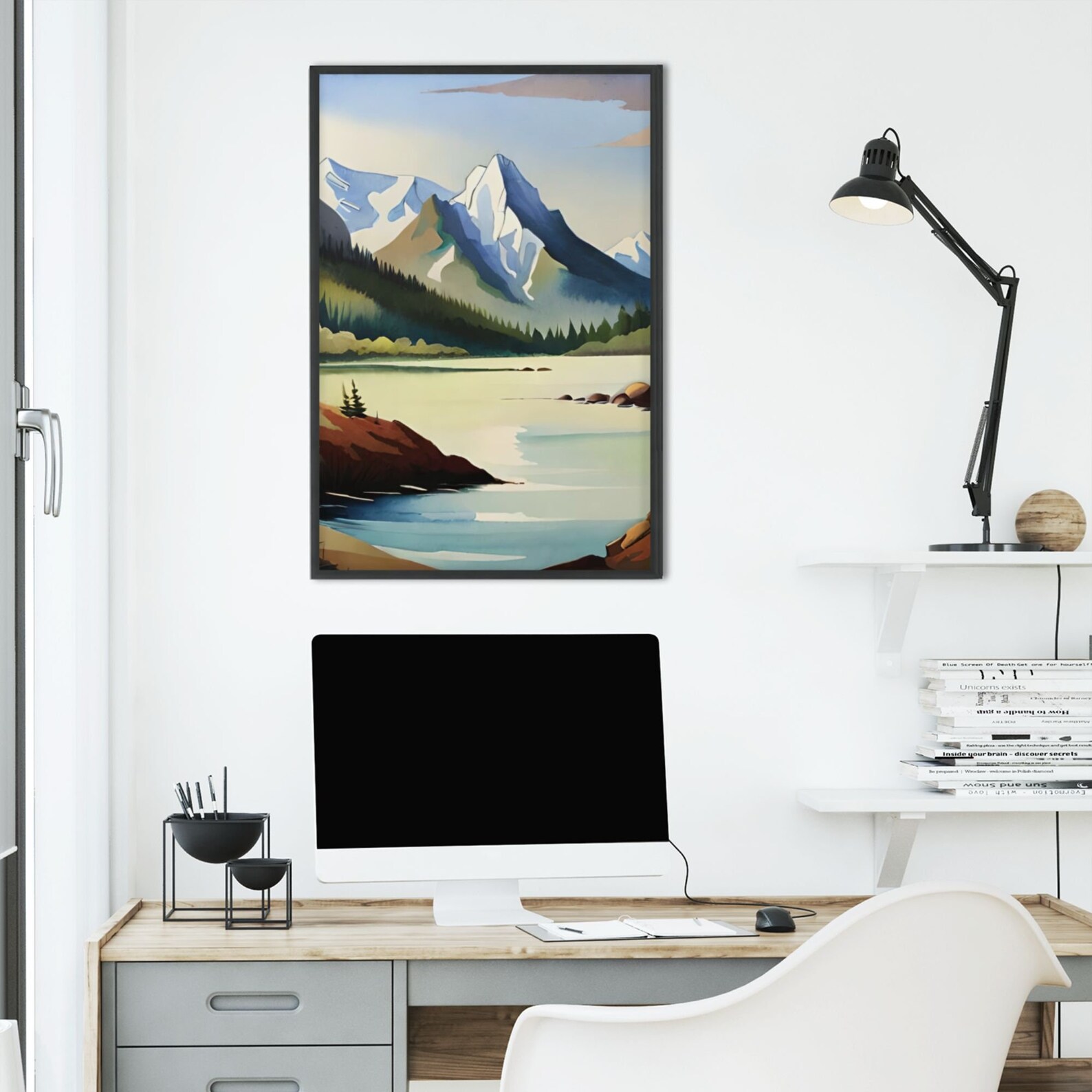 Mountain Lake Wall Art Print Digital Printable Download Etsy