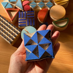 Wooden geometrik block print stamp 28 pcs image 1