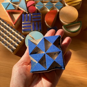 Wooden geometrik block print stamp 28 pcs image 1