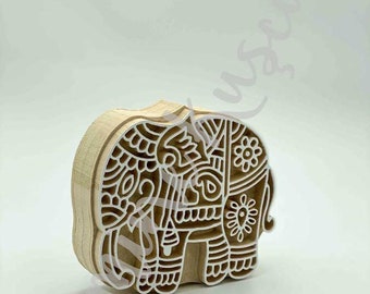 Wooden Elephants block print stamp 4 pcs