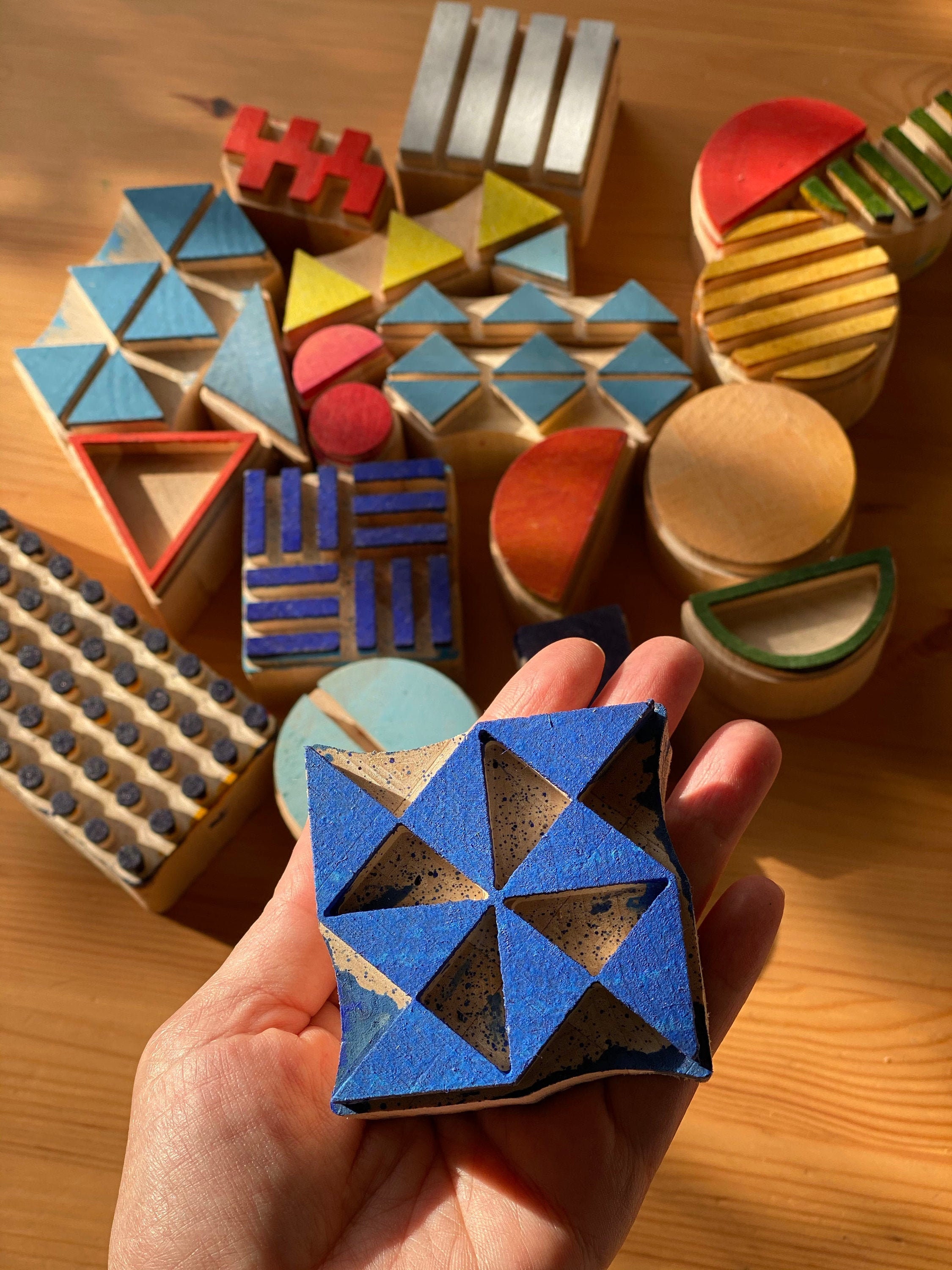 Wooden Geometrik Block Print Stamp 28 Pcs Etsy