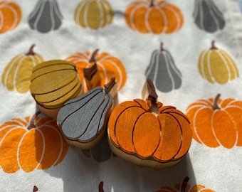 Wooden block print , Pumpkin block print set , fabric print