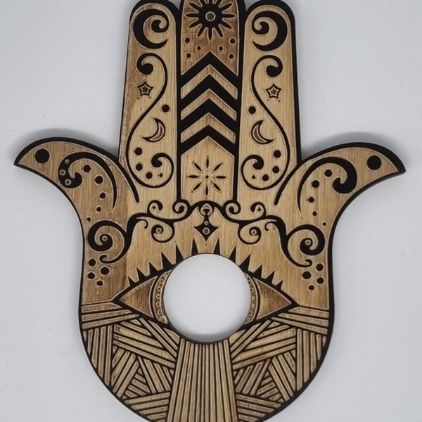 Wooden Hamsa hand Minder