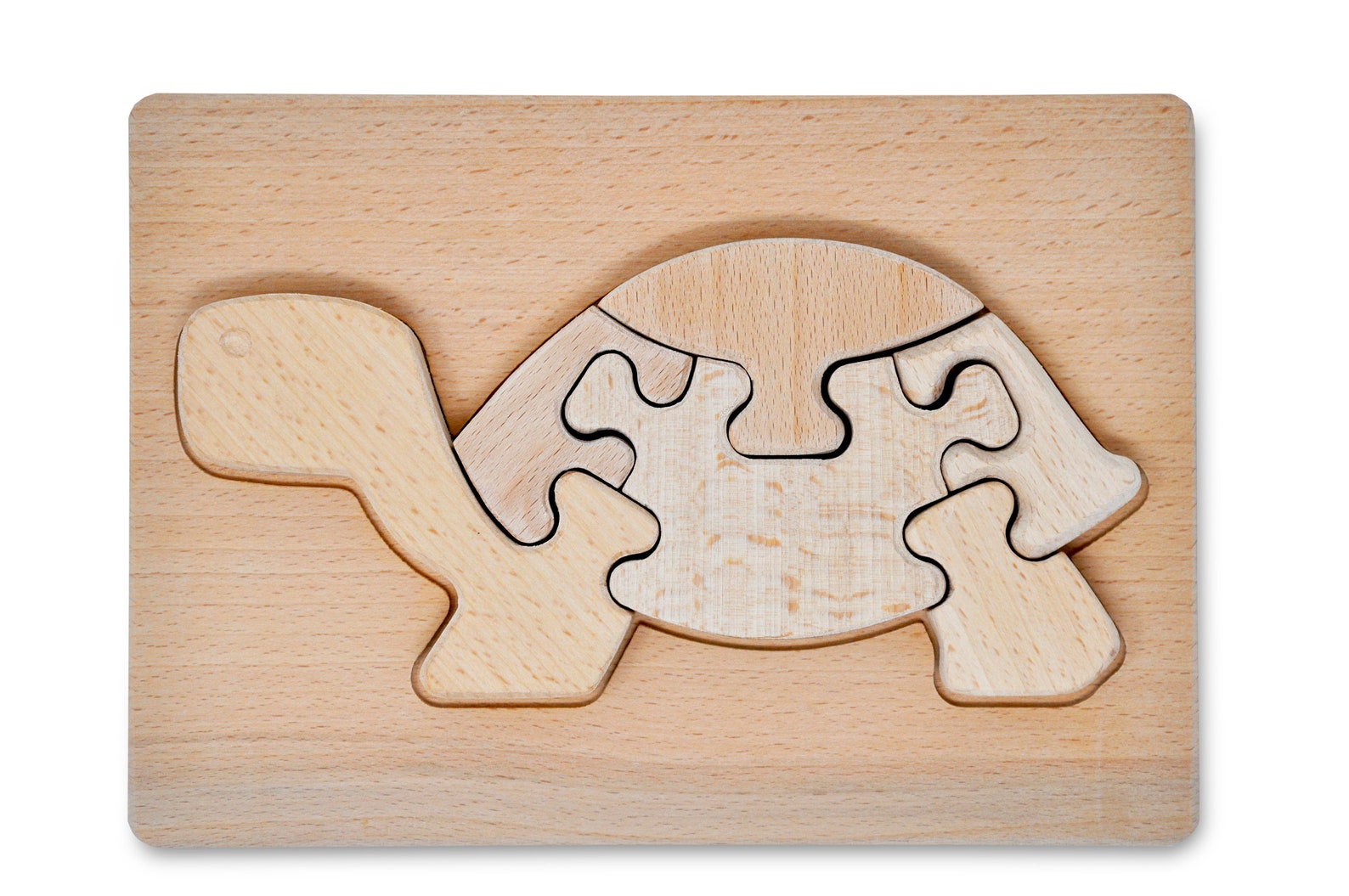 Turtle Jigsaw Puzzle. Natural Wood. Montessori Educational Etsy