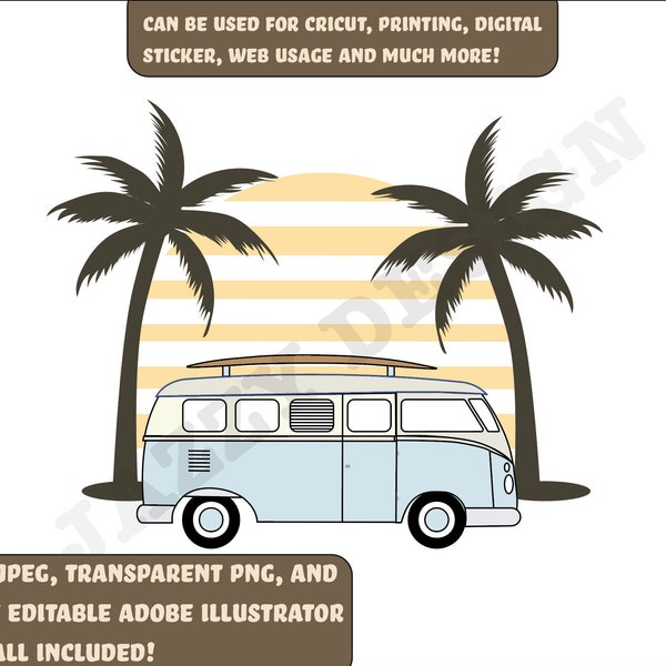 Surfer Hippie Van SVG