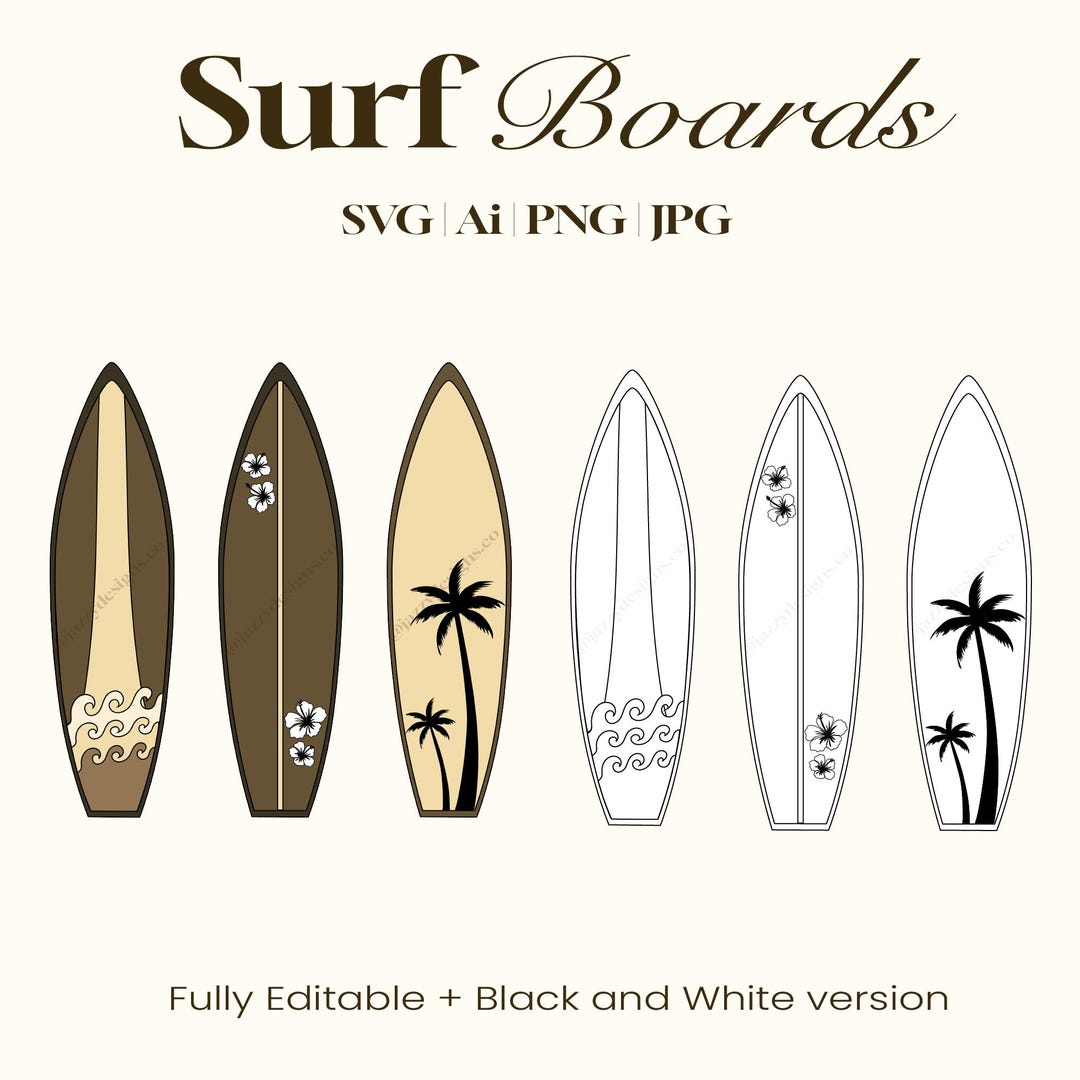 Surf Board SVG Illustration - Etsy