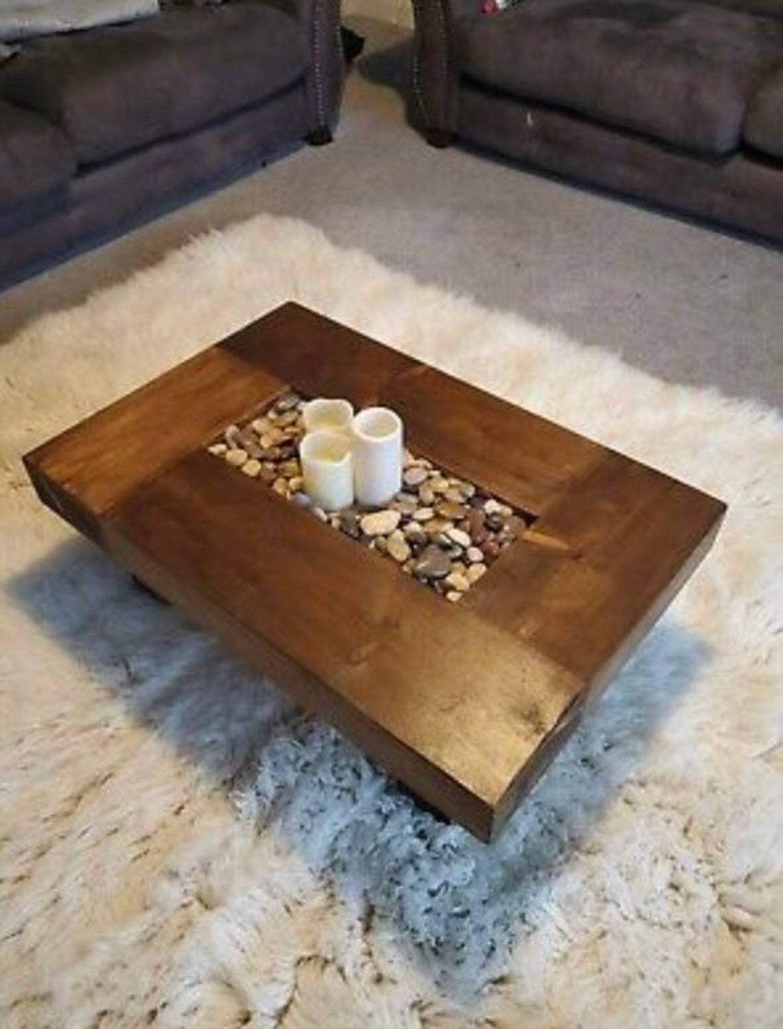 Chunky rustic wooden coffee table handmade from 3 inch thick Etsy