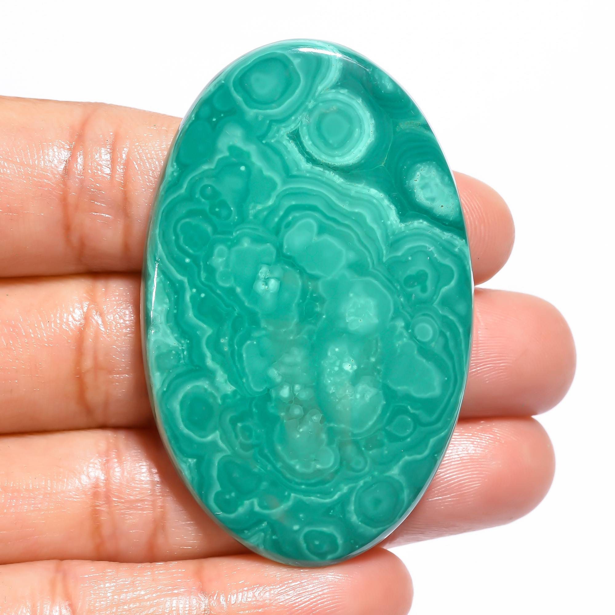 Dazzling Top Quality 100% Natural Malachite Oval Shape Cabochon Loose Gemstone For Making Jewelry 70.55 Ct 41x25x5 MM RJ-780