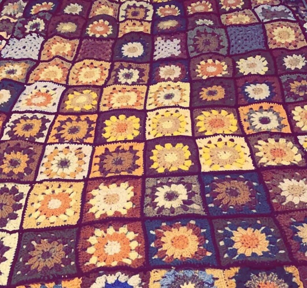 Crochet Granny Square Blanket Etsy