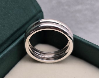 Bandring aus Sterlingsilber, 6 mm Bandring, Doppelbandring, Statementring für Männer, Ringe für Frauen, Geschenk für Mutter, Bandring