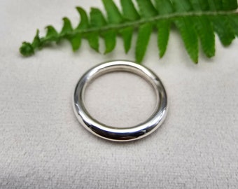 Anillo de banda redonda, anillo de ley sólido 925, anillo de banda redonda gruesa, anillo de apilamiento de plata, anillo hecho a mano anillo de banda redonda completa de 3 mm, anillo de boda