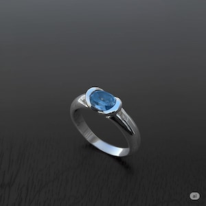 Natural Aquamarine Oval Gemstone Ring, 925 Sterling Silver Ring, Blue Aquamarine Ring, Faceted Stone Ring, Birthstone Jewelry, Gift For Her