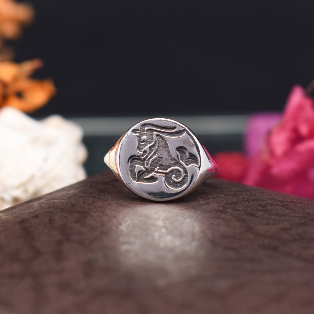 925 Sterling Silver Ring, Statement Horoscope Rings, Capricorn Rings