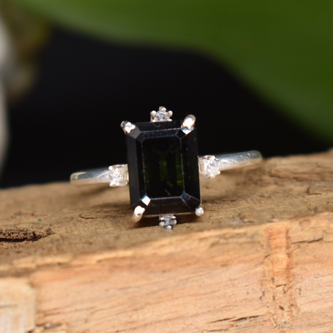 Black Tourmaline Rings Gemstone Jewelry 925 Silver. August - Etsy