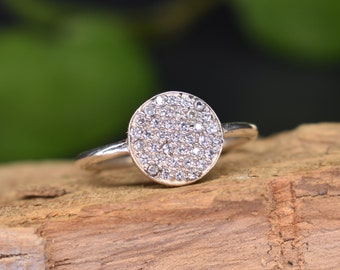 CZ Disc Rings, 925 Sterling Silver Micro Pave CZ Diamond Disc Rings, 18k Gold Filled Rings, Everyday Rings, Gift For Her, Birthday Gift