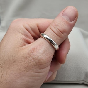 Sterling Silver Band Ring, Round Band Ring, Thick Round Band Ring, Silver Stacking Ring, Handmade 3 mm Full Round Band Ring, Wedding Band