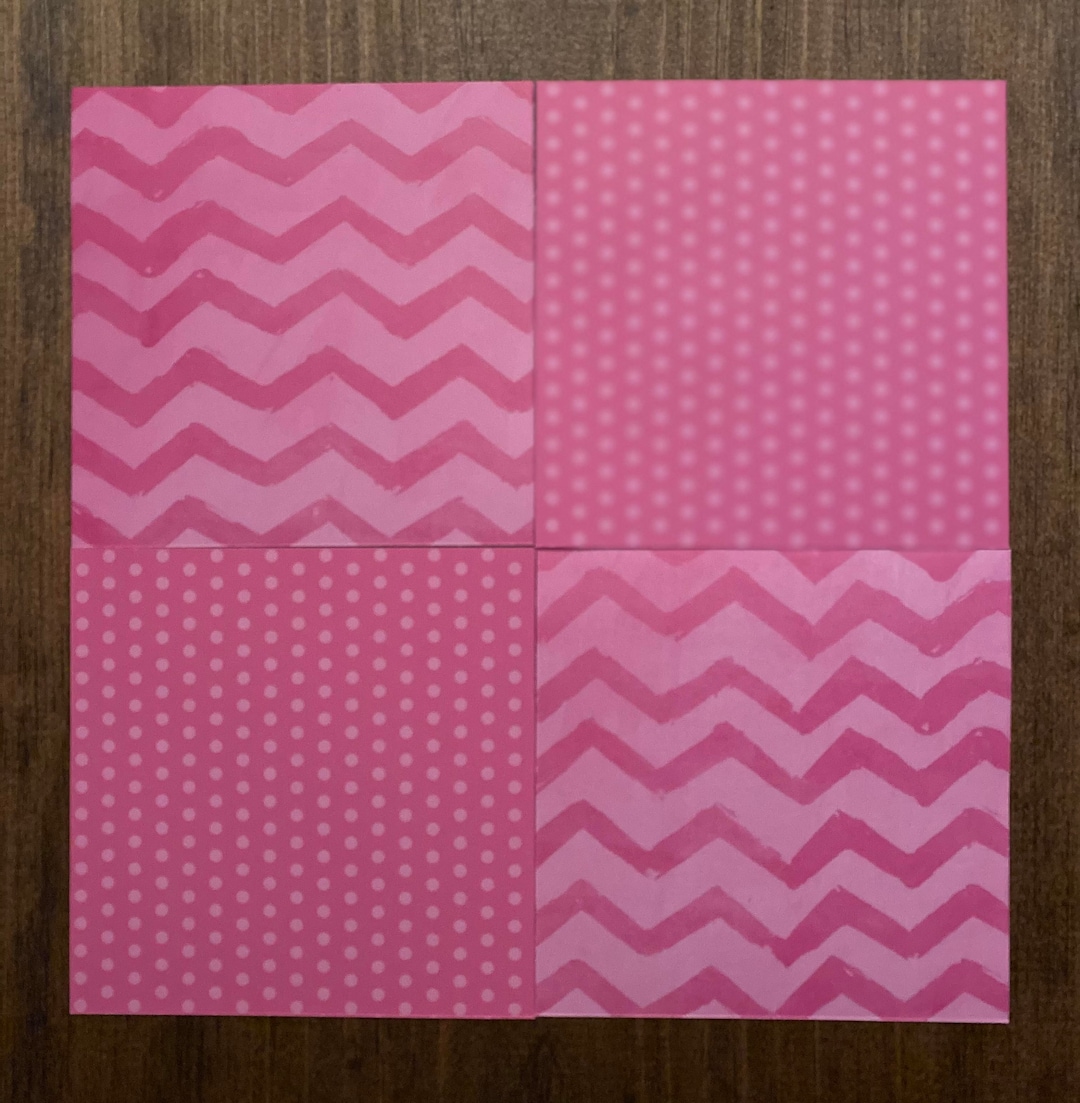 Pink Stripes and Dots Coasters Set of 4 Ceramic Tile Decoupage