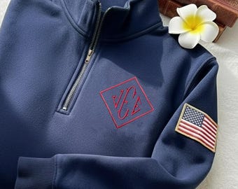 Geborduurd J.E.E. Epstein-sweater met kwartrits, trendy uniseks trui JEE-monogram, Jeffrey Epstein-borduurwerkmerchandise