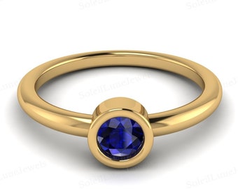 Sterling Silver Blue Sapphire Ring, Silver Sapphire Ring, Sterling Silver Band, Natural Blue Stone Ring For Women, September Birthstone Gift