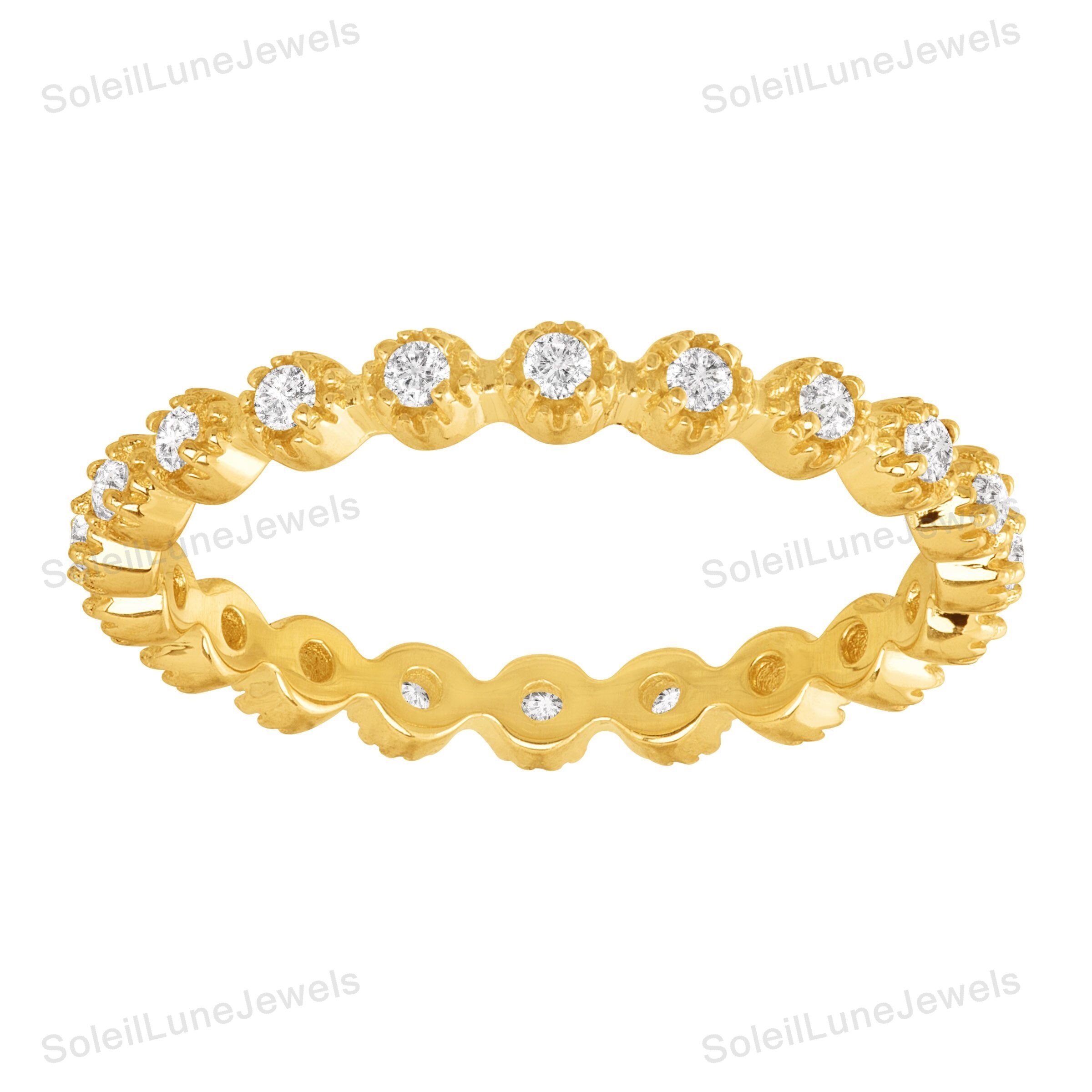 Simulated Diamond Band 925 Sterling Silver Ring Eternity Etsy