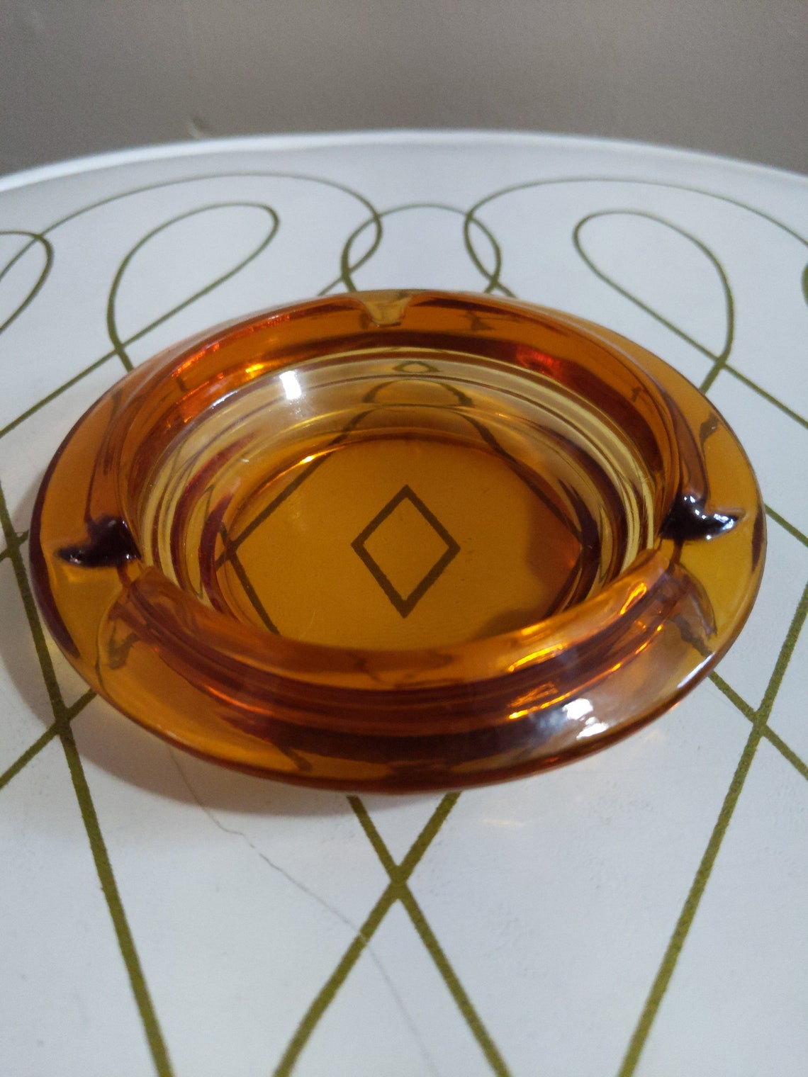 Vintage Amber glass ashtrays Etsy