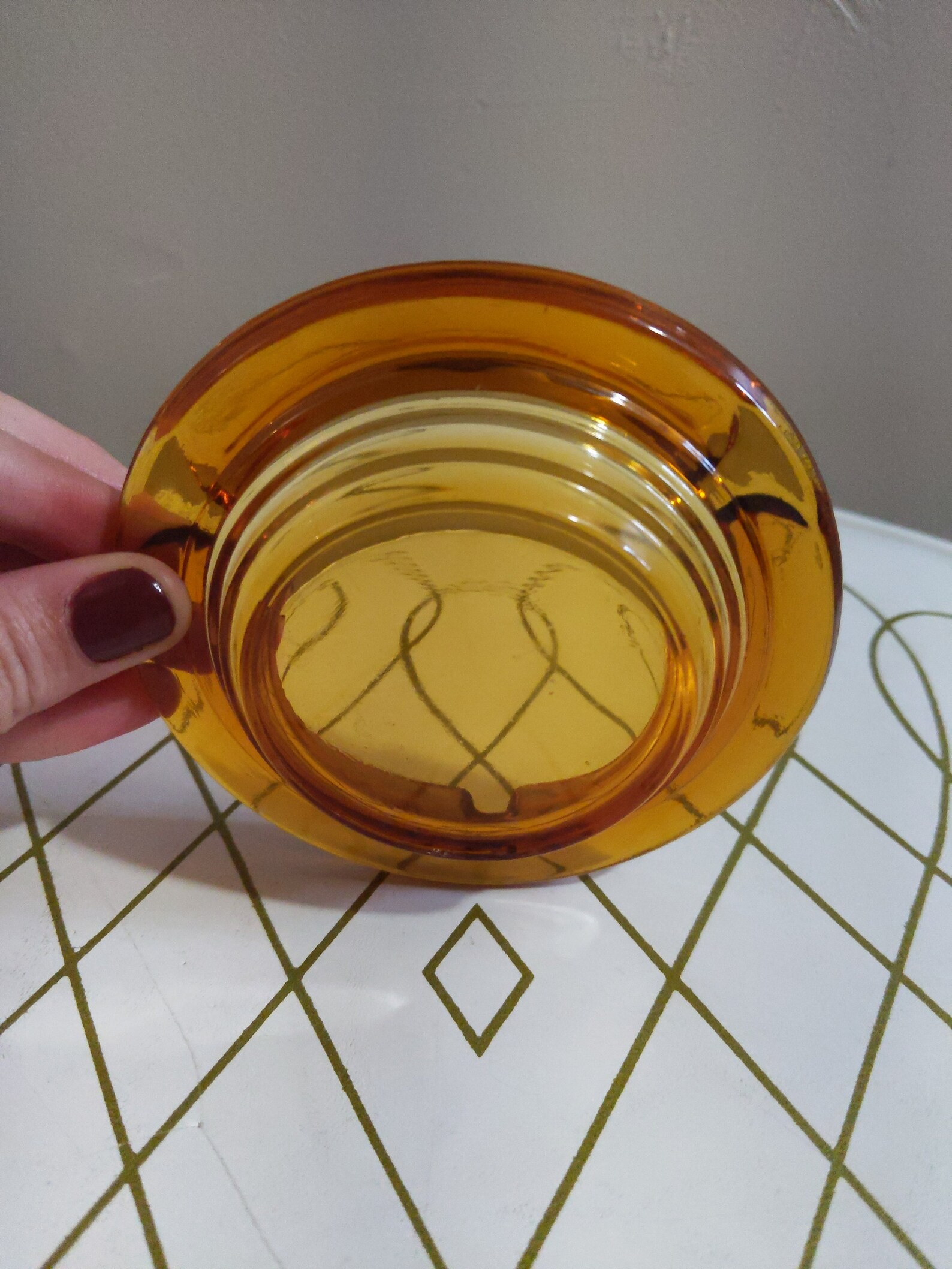 Vintage Amber glass ashtrays Etsy