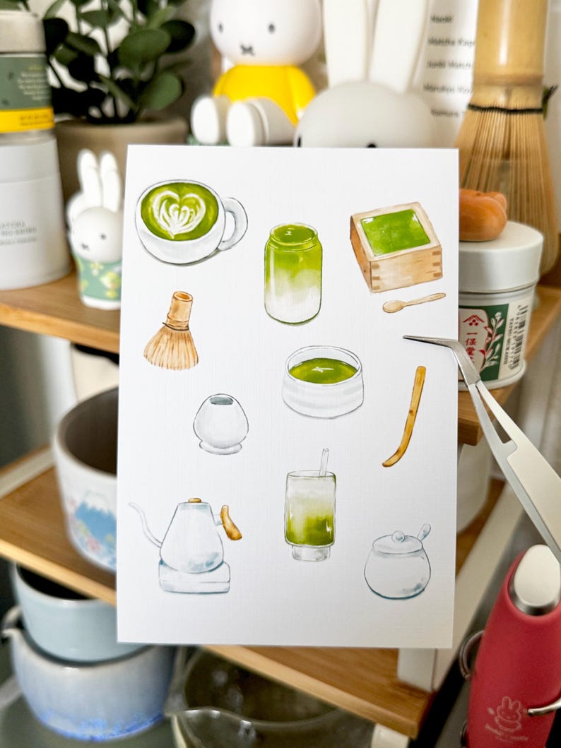 Nijntje Matcha Cafe Art Print | Huisdecoratie konijnendrank (4x6) afbeelding 5
