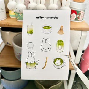 Nijntje Matcha Cafe Art Print | Huisdecoratie konijnendrank (4x6) afbeelding 4