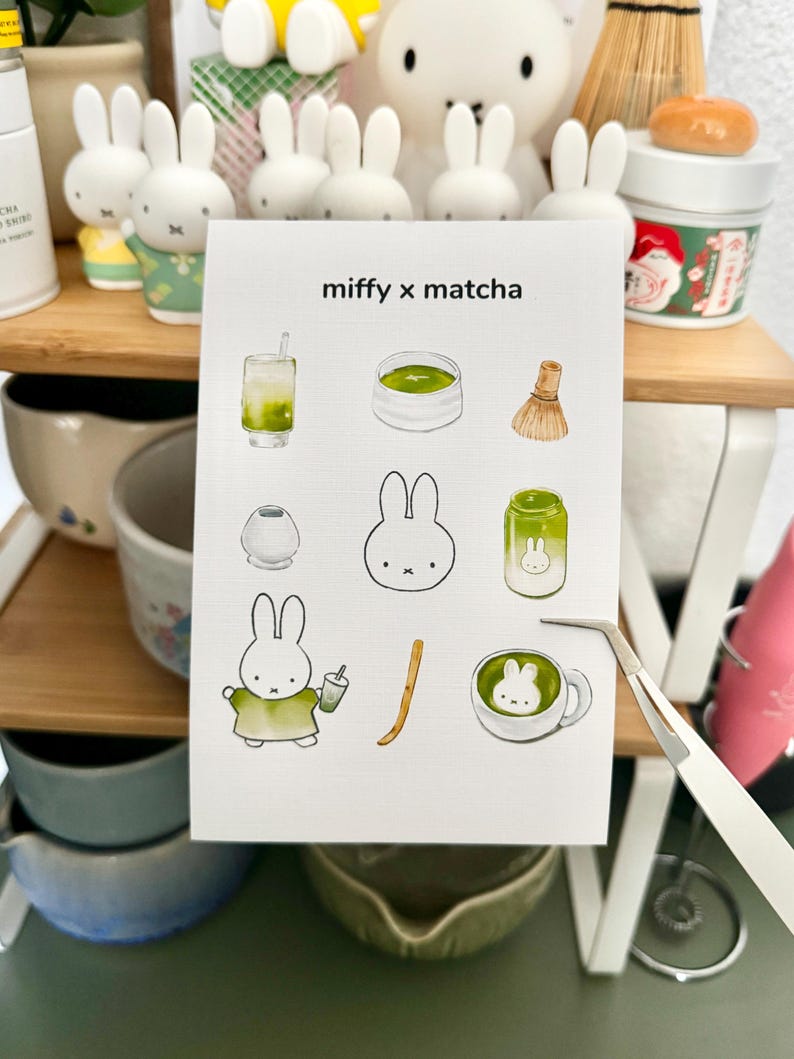 Nijntje Matcha Cafe Art Print | Huisdecoratie konijnendrank (4x6) afbeelding 4