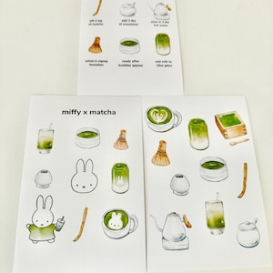 Nijntje Matcha Cafe Art Print | Huisdecoratie konijnendrank (4x6) afbeelding 2
