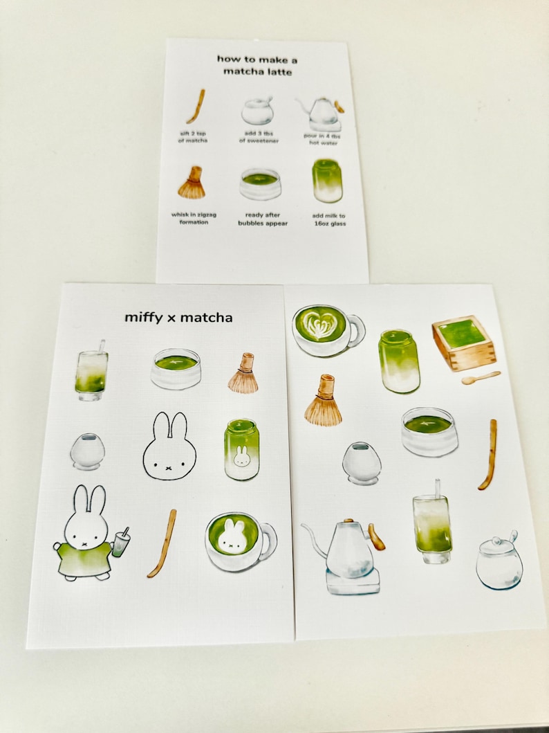 Nijntje Matcha Cafe Art Print | Huisdecoratie konijnendrank (4x6) afbeelding 2