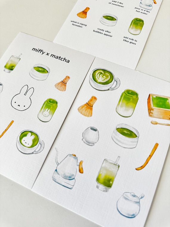 Miffby Matcha Cafe Art Print | Bunny Drink Home Decor (4x6)