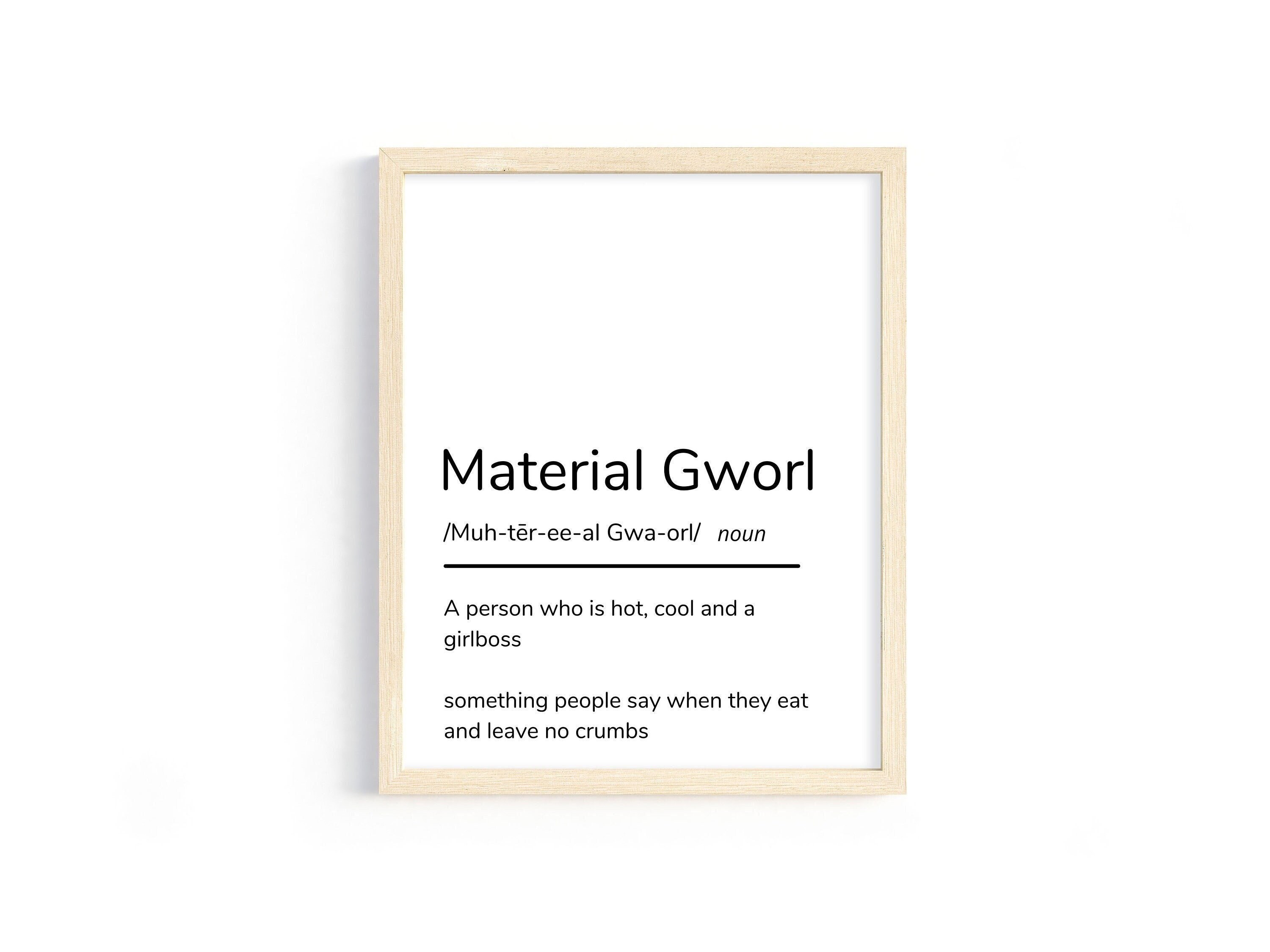 Material Girl Definition Print, Digital Wall Art, Material Gworl, Cute Digital Poster, Instant