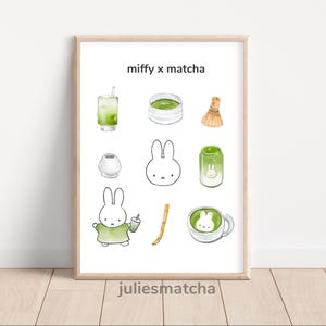 Miffby x matcha wall art print| Matcha White Bunny Poster| Trendy Wall Decor| Cute Kitchen Decor| Cute Japanese Kitchen Wall Art| Digital