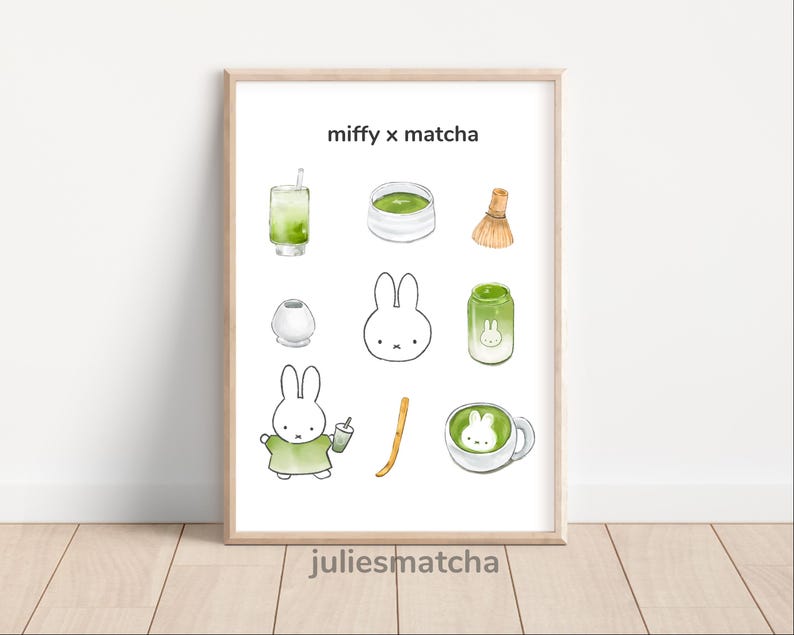 Impression lapin Miffby x Matcha | Décoration de cuisine japonaise tendance (numérique) image 1