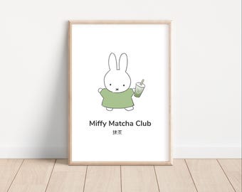 Impression de lapin Miffby Matcha | Décoration de cuisine tendance (téléchargement numérique)