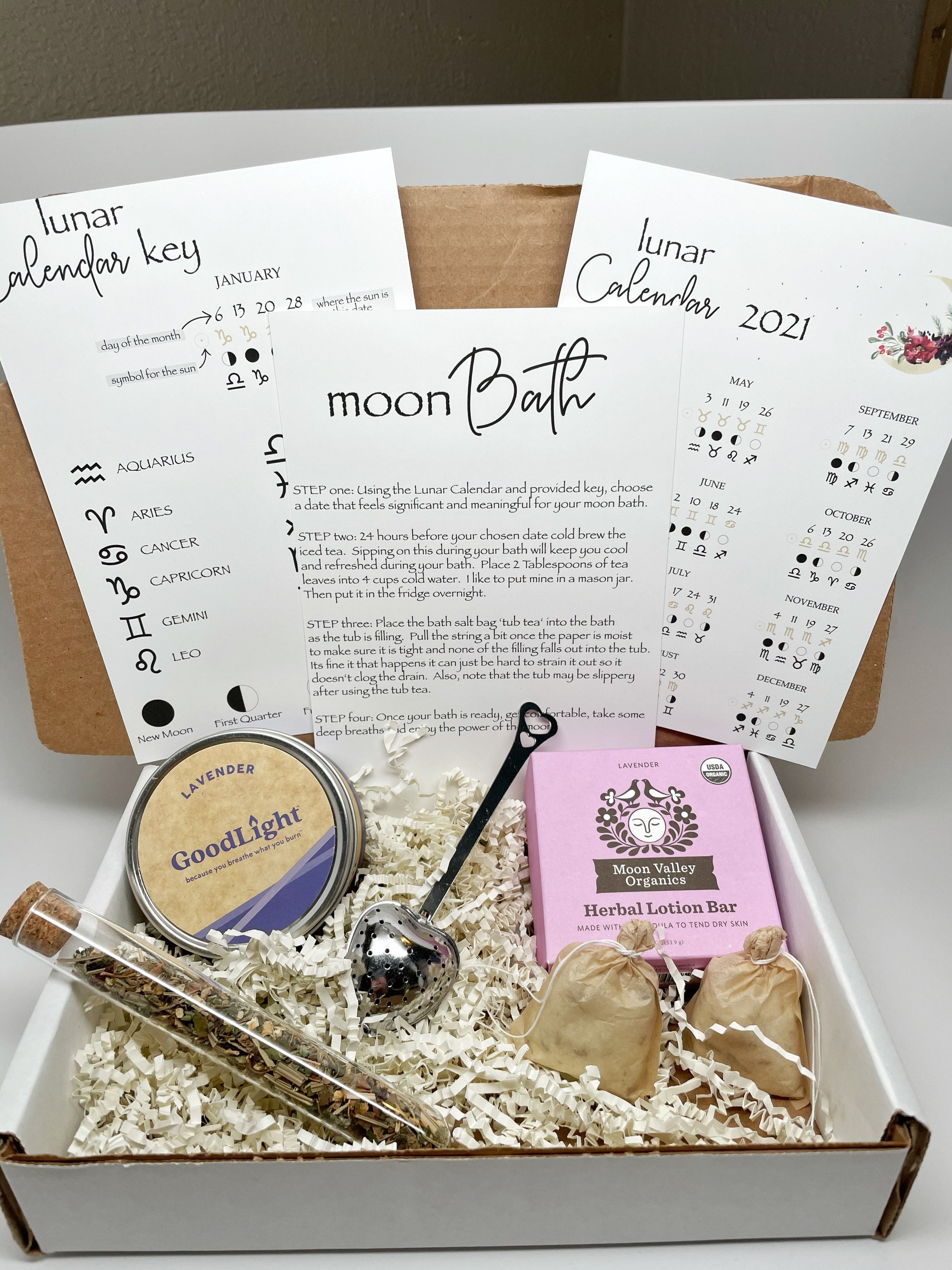 Bath Salt and Tea Herbal Gift Box Moon Bath Personalized Lunar Calendar