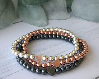 Dainty Bracelet Set | Hematite Bracelet | Crystal Bracelet | Healing Jewelry | Bracelet Stack