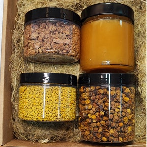 Gift Set 2023, Bee Bread 100g, Bee Propolis 70g, Bee Pollen 100g, Bee Fresh 2023 Honey 250g, From Fresh Bee Farm on yours table, Gift Fresh
